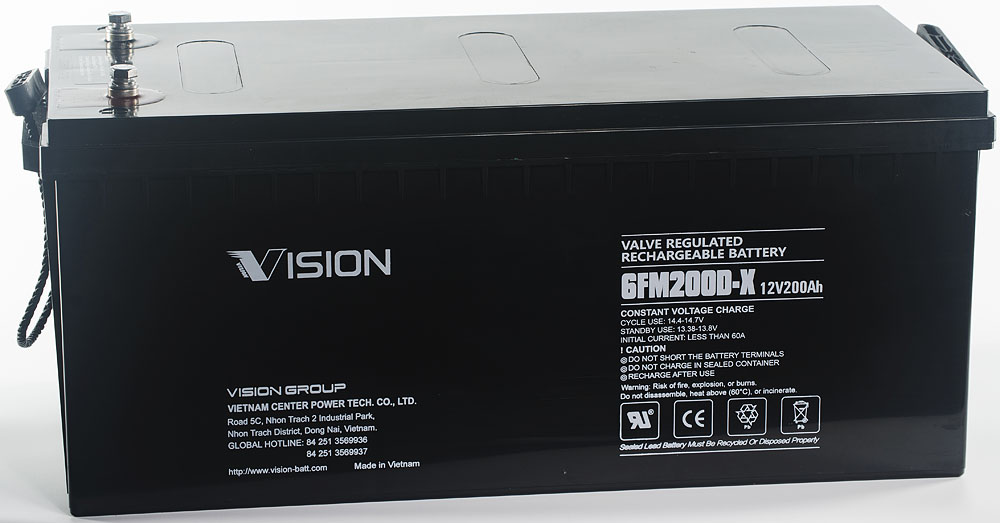 AGM-batteri Vision 6FM200 – 12V 200Ah – För solceller och backup